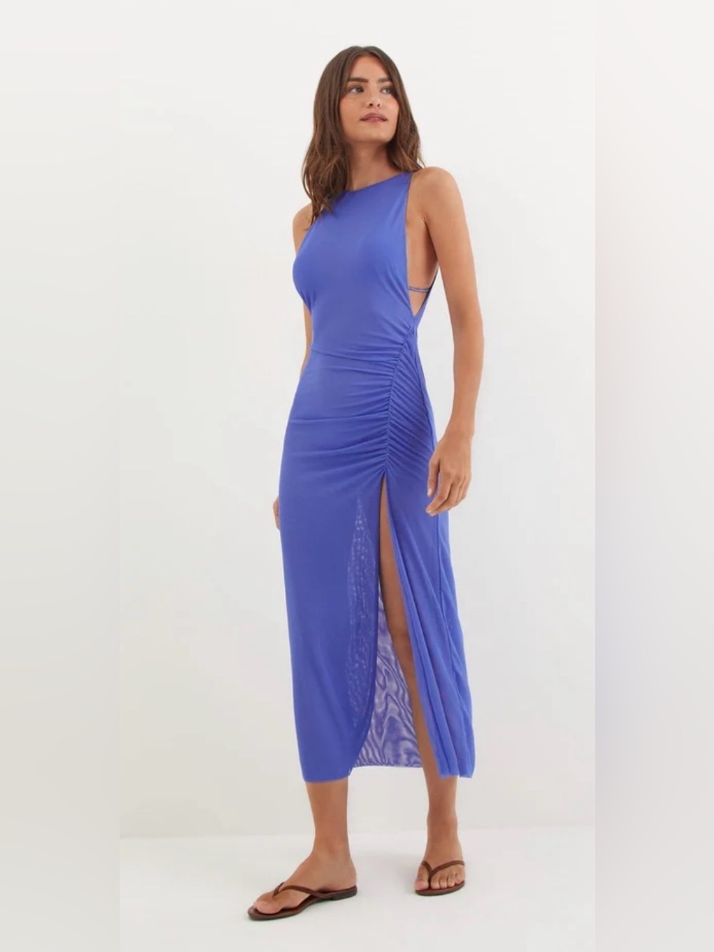 Vix Paula Hermanny Getty Women's Blue Mesh Dress Cover Up size m
